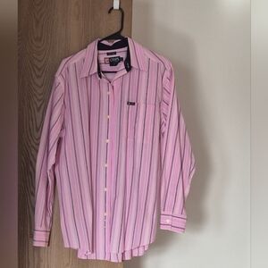 Chaps men's M easy-care classic-fit button-down pink Oxford dress shirt 23"×30"